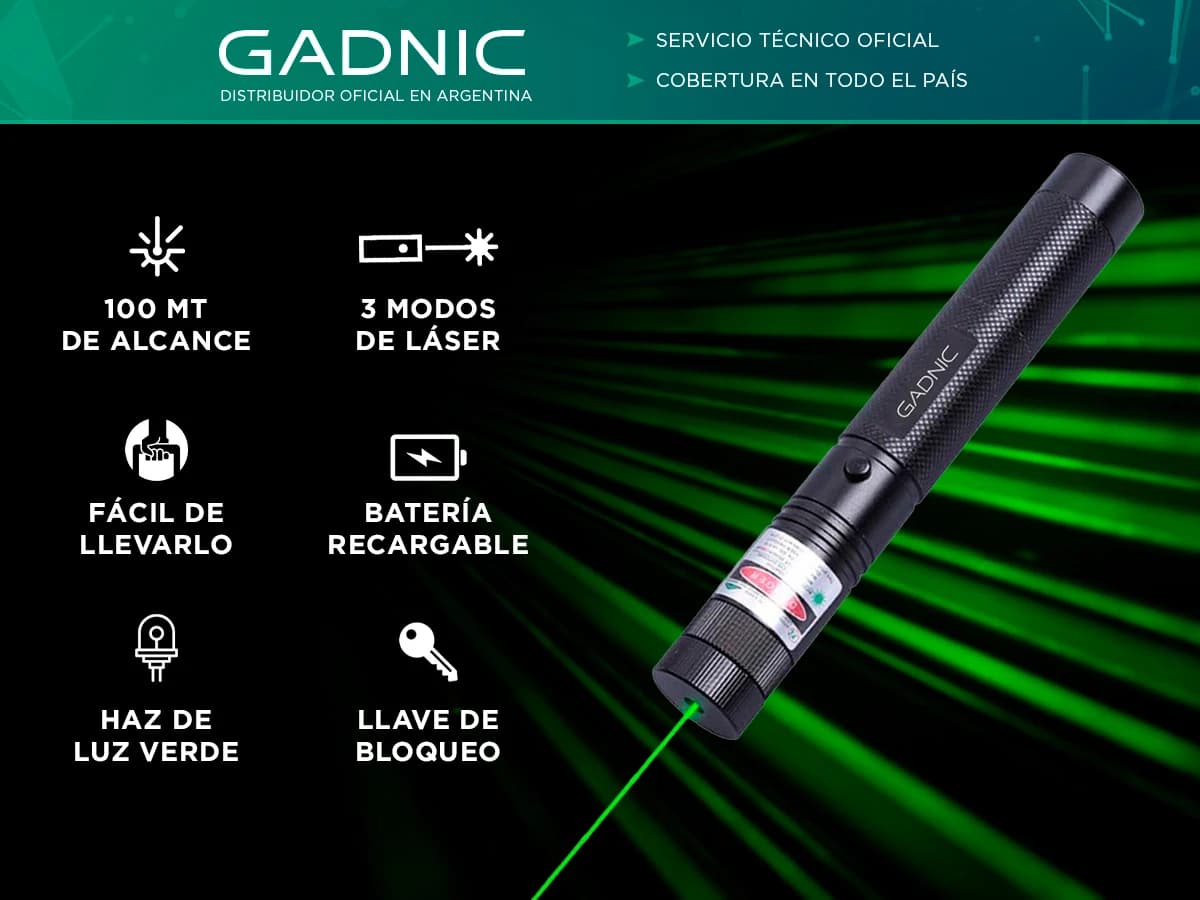 Gadnic P-LASER - Puntero Laser Verde Inalambrico 3 Modos imagen 6
