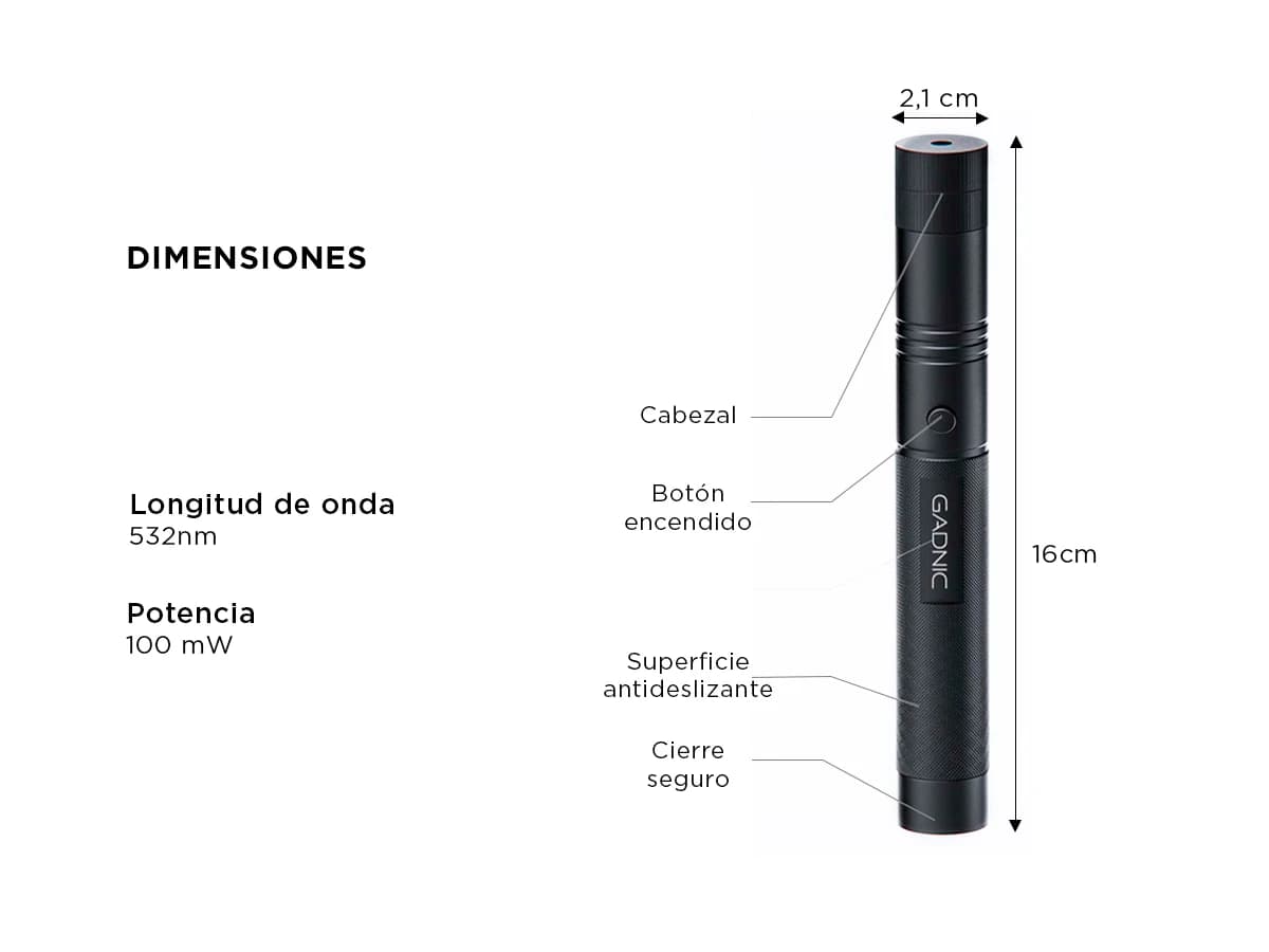 Gadnic P-LASER - Puntero Laser Verde Inalambrico 3 Modos imagen 3