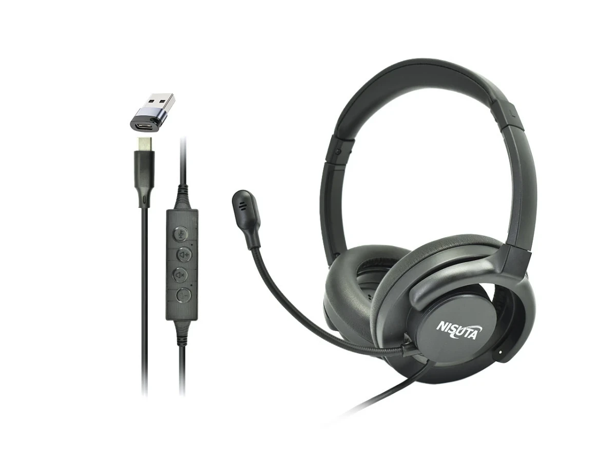 Auricular Nisuta NS-AU27 Multiuso USB-C/USB-A con Micrófono ENC